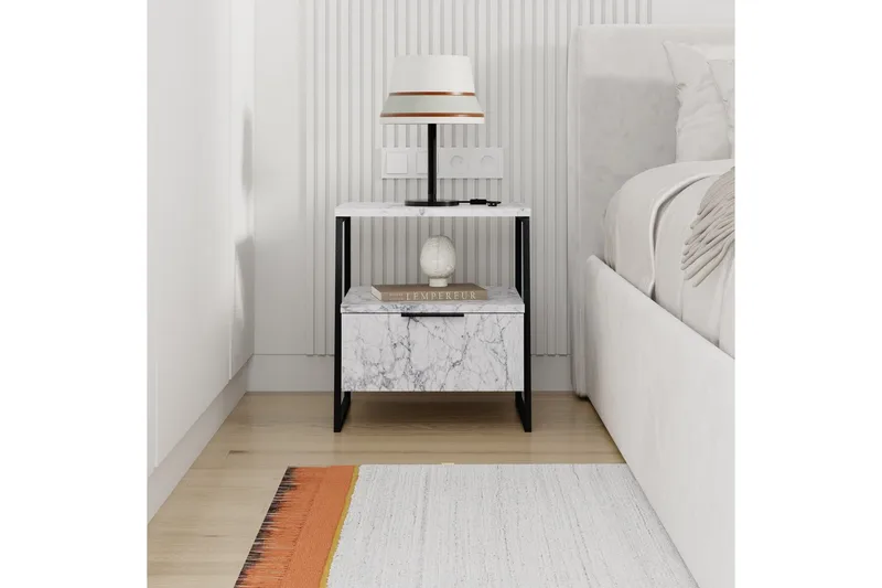 Nattbord Kavilash Carrara Marmor - Carrara Marmor - Møbler - Bord - Avlastningsbord - Sengebord & nattbord