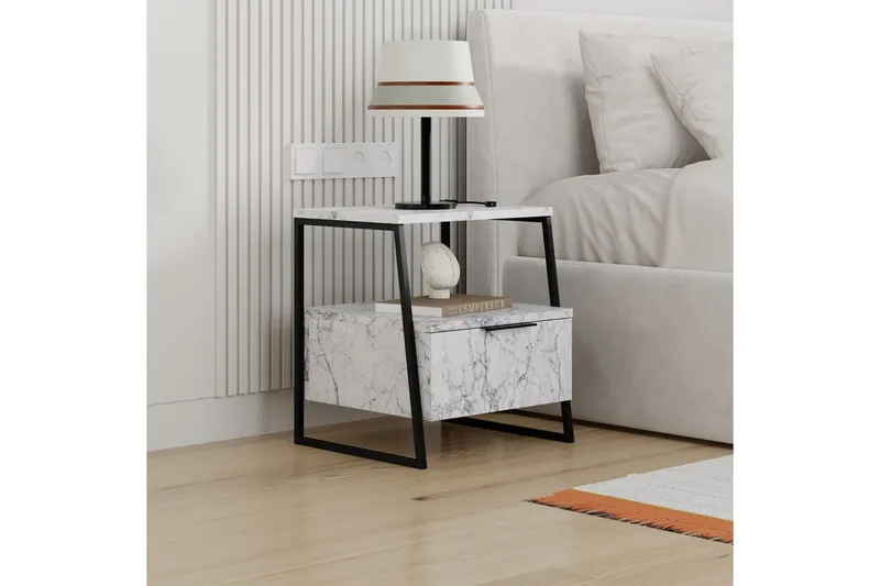 Nattbord Kavilash Carrara Marmor - Carrara Marmor - Møbler - Bord - Avlastningsbord - Sengebord & nattbord