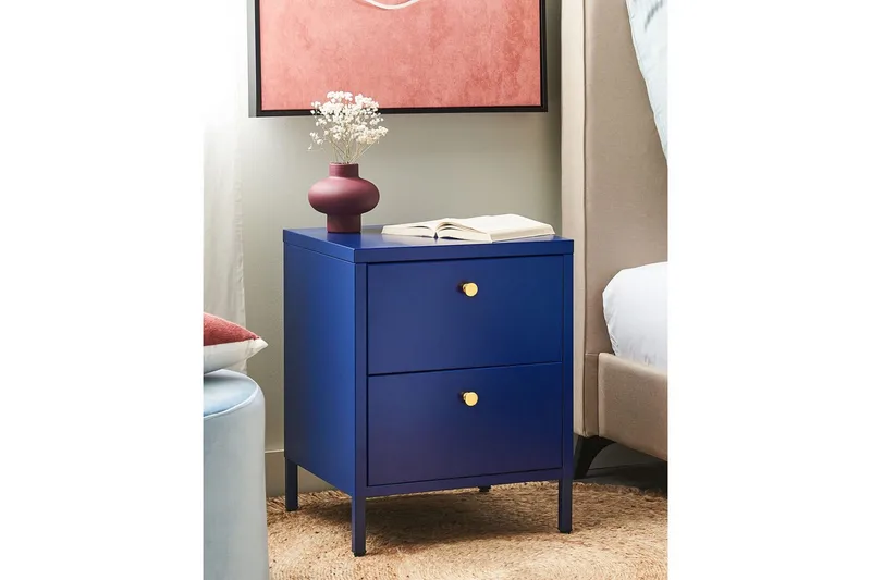 Nattbord Kylea Blå, gull - Blå, gull - Møbler - Bord - Avlastningsbord - Sengebord & nattbord