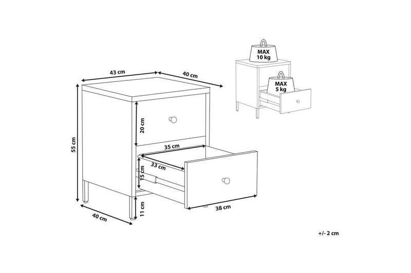 Nattbord Kylea Blå, gull - Blå, gull - Møbler - Bord - Avlastningsbord - Sengebord & nattbord