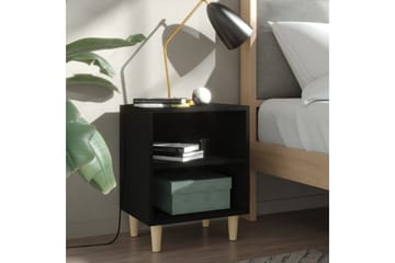 Nattbord med ben i heltre 2 stk svart 40x30x50 cm - Svart - Møbler - Bord - Avlastningsbord - Sengebord & nattbord