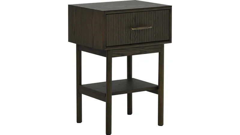 Nattbord NFG Lyon 1 skuff Brunlackad ek 66 cm - Brunlakkert eik - Møbler - Bord - Avlastningsbord - Sengebord & nattbord