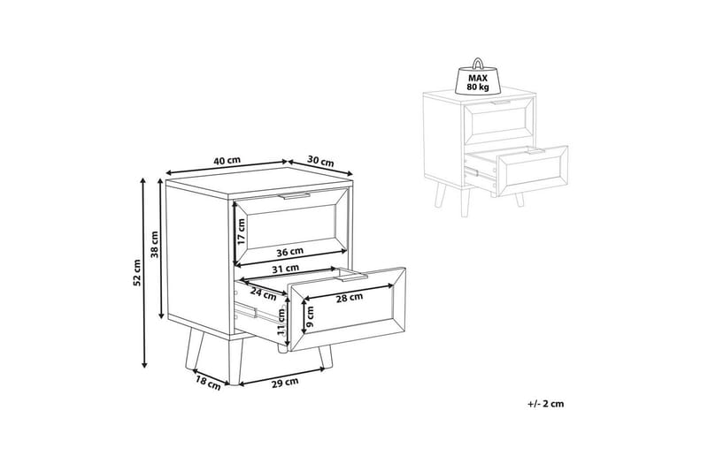 Nattbord Opoco med 2 oppbevaringsskuffer - Møbler - Bord - Avlastningsbord - Sengebord & nattbord