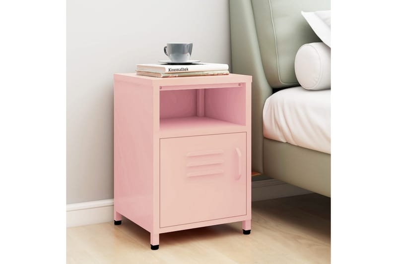 Nattbord rosa 35x35x51 cm stål - Rosa - Møbler - Bord - Avlastningsbord - Sengebord & nattbord
