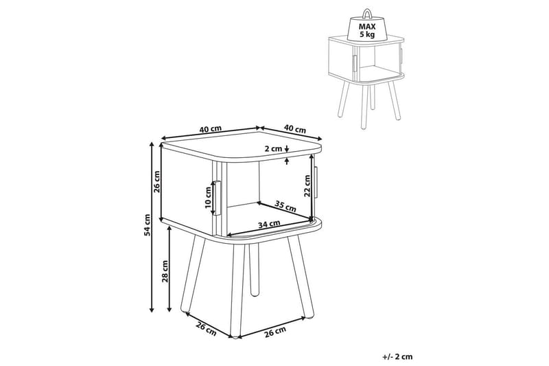 Nattbord Selah 40x40x54 cm - 40x40x54 cm - Møbler - Bord - Avlastningsbord - Sengebord & nattbord