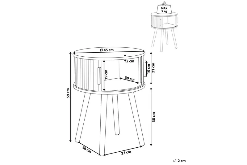 Nattbord Selah 45x45x59 cm - 45x45x59 cm - Møbler - Bord - Avlastningsbord - Sengebord & nattbord