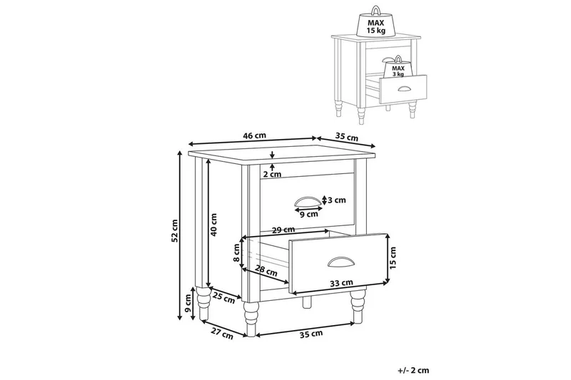 Nattbord Shillington Hvit, Sølv - Hvit, Sølv - Møbler - Bord - Avlastningsbord - Sengebord & nattbord