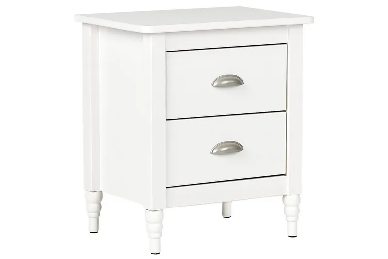 Nattbord Shillington Hvit, Sølv, Hvit, Sølv