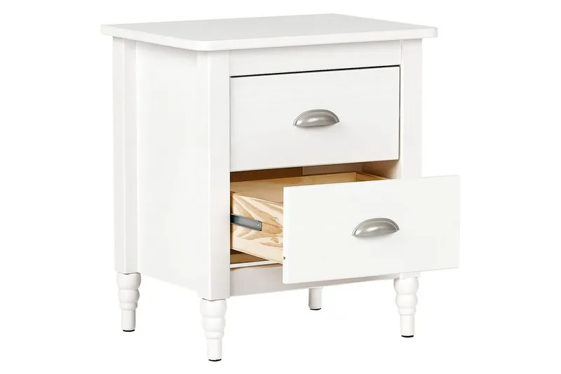 Nattbord Shillington Hvit, Sølv - Hvit, Sølv - Møbler - Bord - Avlastningsbord - Sengebord & nattbord