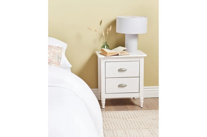 Nattbord Shillington Hvit, Sølv - Hvit, Sølv - Møbler - Bord - Avlastningsbord - Sengebord & nattbord