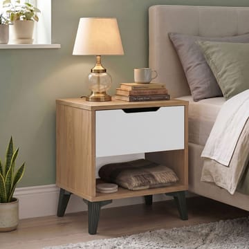 Nattbord Skye Decor Bren (44 x 52,2 x 34,4 cm) Eik Hvit - Eik og hvit - Møbler - Bord - Avlastningsbord - Sengebord & nattbord