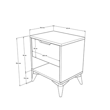 Nattbord Skye Decor Bren (44 x 52,2 x 34,4 cm) Eik Hvit - Eik og hvit - Møbler - Bord - Avlastningsbord - Sengebord & nattbord
