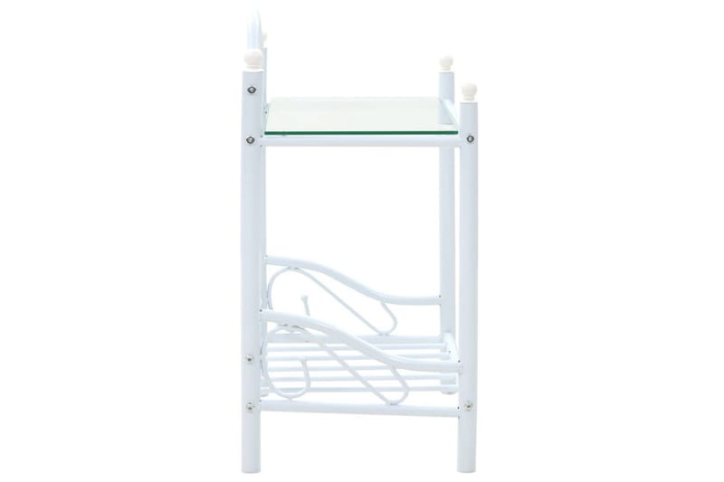 Nattbord stål og herdet glass 45x30,5x60 cm hvit - Sengebord & nattbord