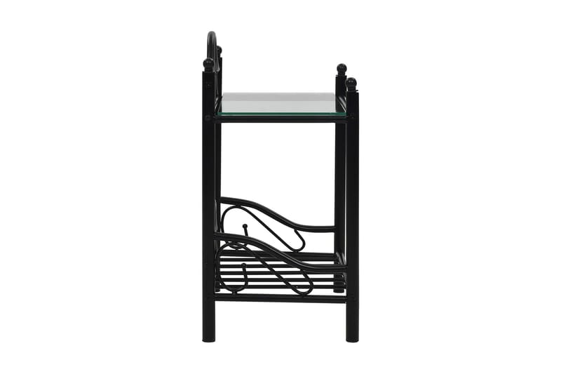 Nattbord stål og herdet glass 45x30,5x60 cm svart - Sengebord & nattbord