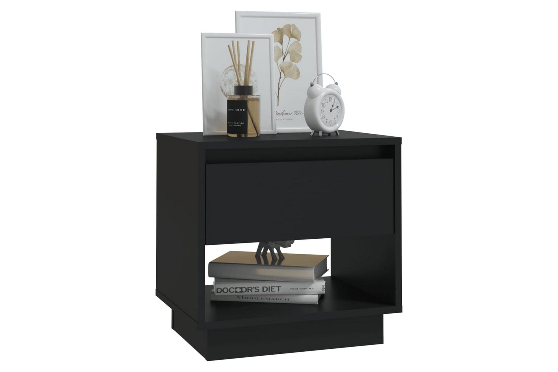 Nattbord svart 45x34x44 cm sponplate - Svart - Møbler - Bord - Avlastningsbord - Sengebord & nattbord