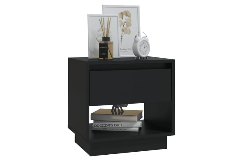 Nattbord svart 45x34x44 cm sponplate - Svart - Møbler - Bord - Avlastningsbord - Sengebord & nattbord