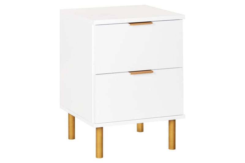 Nattbord Walpole Hvit, gull - Hvit, gull - Møbler - Bord - Avlastningsbord - Sengebord & nattbord