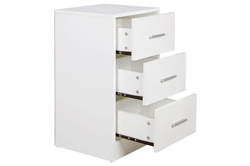 Nattbord Wohnling for kontinentalseng, 68 cm høy og 3 skuffer i en moderne stil Hvit - Hvit - Møbler - Bord - Avlastningsbord - Sengebord & nattbord