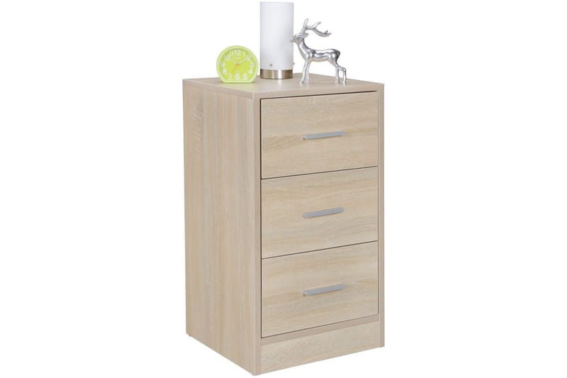 Nattbord Wohnling for kontinentalseng, 68 cm høy og 3 skuffer i en moderne stil Sonoma - Sonoma - Møbler - Bord - Avlastningsbord - Sengebord & nattbord