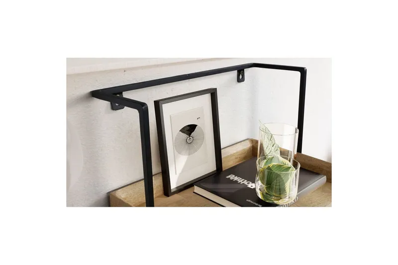 Nattbord Wohnling for veggmontering, laget av solid mangotre, med 1 skuff, industrielt-stil hylle Lysebrun - Lysebrun - Møbler - Bord - Avlastningsbord - Sengebord & nattbord