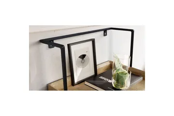 Nattbord Wohnling for veggmontering, laget av solid mangotre, med 1 skuff, industrielt-stil hylle Lysebrun - Lysebrun - Møbler - Bord - Avlastningsbord - Sengebord & nattbord