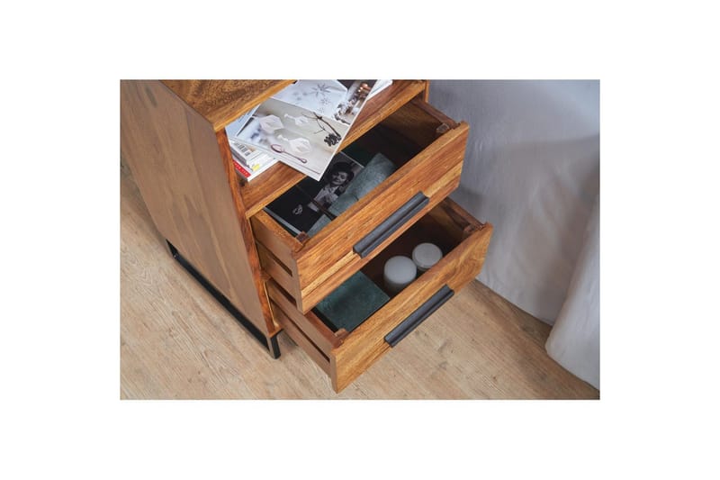 Nattbord Wohnling Heltre for kontinentalsenger med 2 skuffer oppbevaringshylle landlig stil - Møbler - Bord - Avlastningsbord - Sengebord & nattbord
