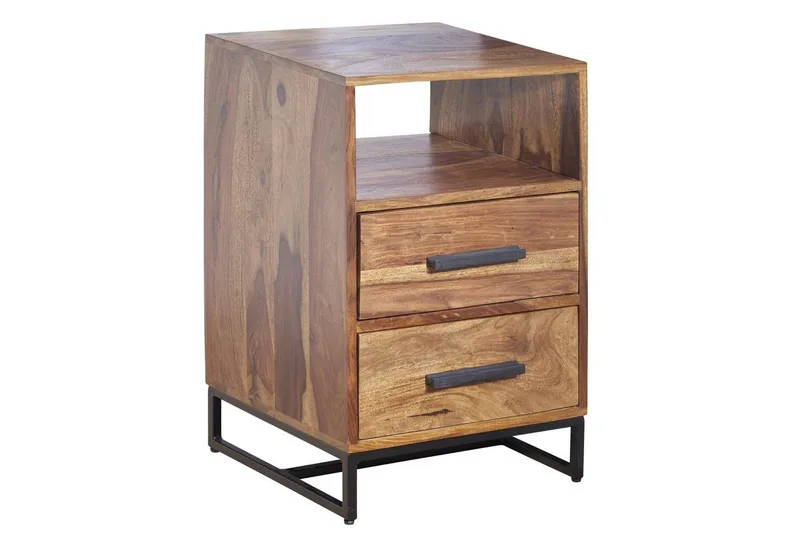 Nattbord Wohnling Heltre for kontinentalsenger med 2 skuffer oppbevaringshylle landlig stil, undefined