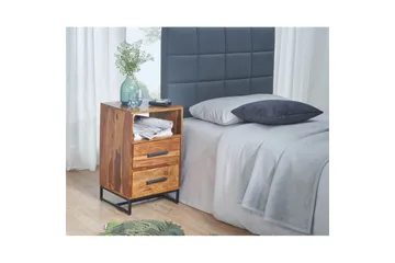 Nattbord Wohnling Heltre for kontinentalsenger med 2 skuffer oppbevaringshylle landlig stil - Møbler - Bord - Avlastningsbord - Sengebord & nattbord