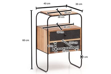 Nattbord Wohnling Heltre med 2 flytende skuffer i en metallramme - Møbler - Bord - Avlastningsbord - Sengebord & nattbord