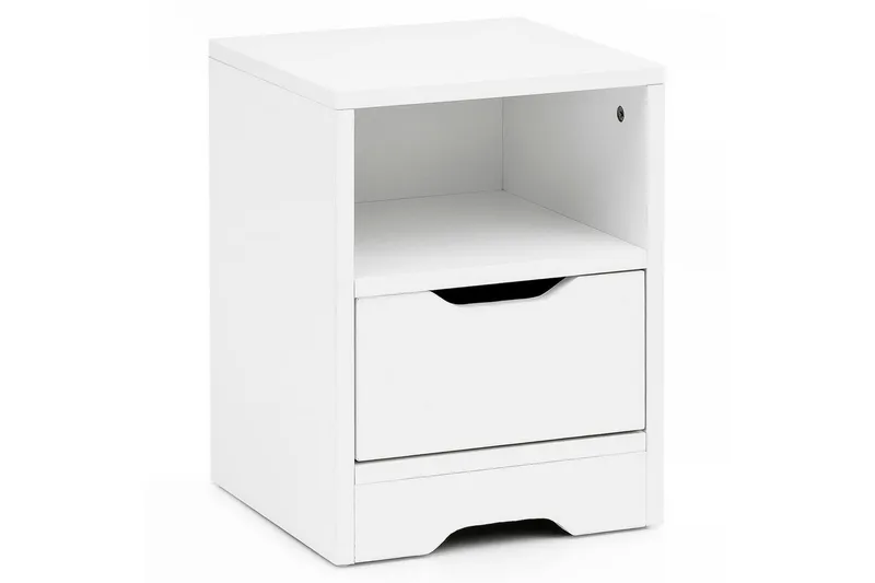 Nattbord Wohnling Hvit med 1 skuff Enkel moderne design og hylle - Møbler - Bord - Avlastningsbord - Sengebord & nattbord