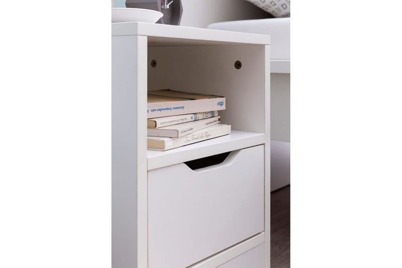 Nattbord Wohnling Hvit med 1 skuff Enkel moderne design og hylle - Møbler - Bord - Avlastningsbord - Sengebord & nattbord