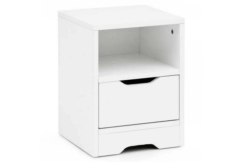 Nattbord Wohnling Hvit med 1 skuff Enkel moderne design og hylle - Møbler - Bord - Avlastningsbord - Sengebord & nattbord