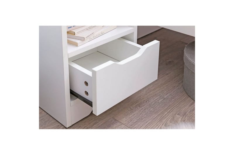 Nattbord Wohnling Hvit med 1 skuff Enkel moderne design og hylle - Møbler - Bord - Avlastningsbord - Sengebord & nattbord