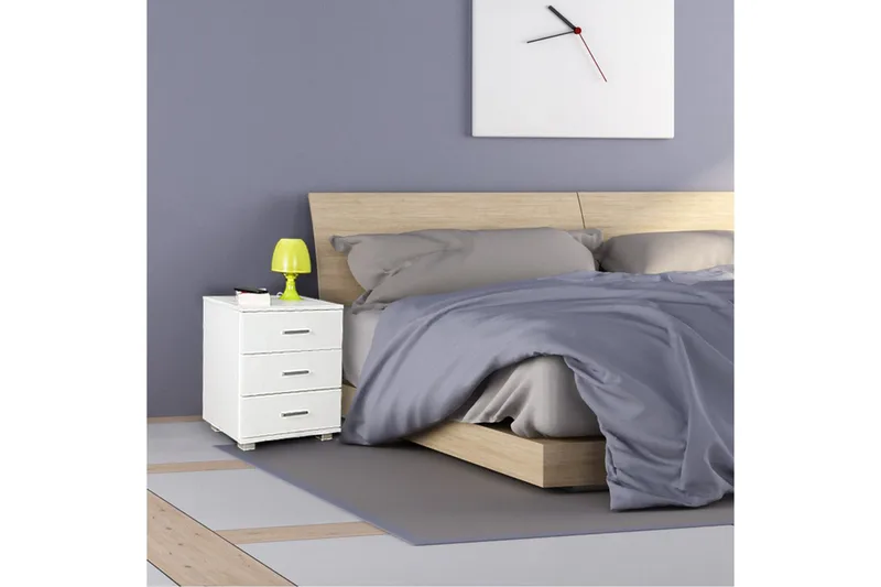 Nattbord Wohnling Klassisk Laget av Sponplate med 3 Skuffer - Møbler - Bord - Avlastningsbord - Sengebord & nattbord