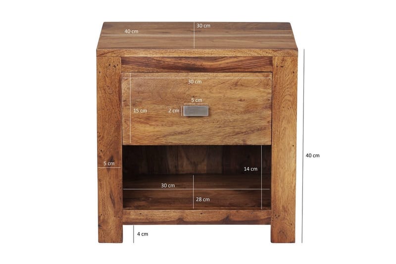 Nattbord Wohnling Massivt tre med skuff hylle landstil - Møbler - Bord - Avlastningsbord - Sengebord & nattbord
