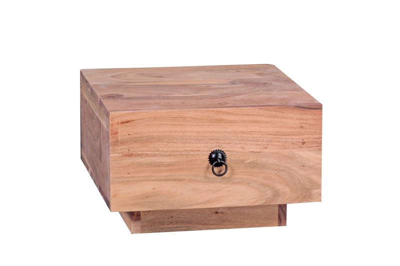 Nattbord Wohnling Massivt tre med skuff og elegant håndtak i lav design i landlig stil Akasie - Akasie - Møbler - Bord - Avlastningsbord - Sengebord & nattbord