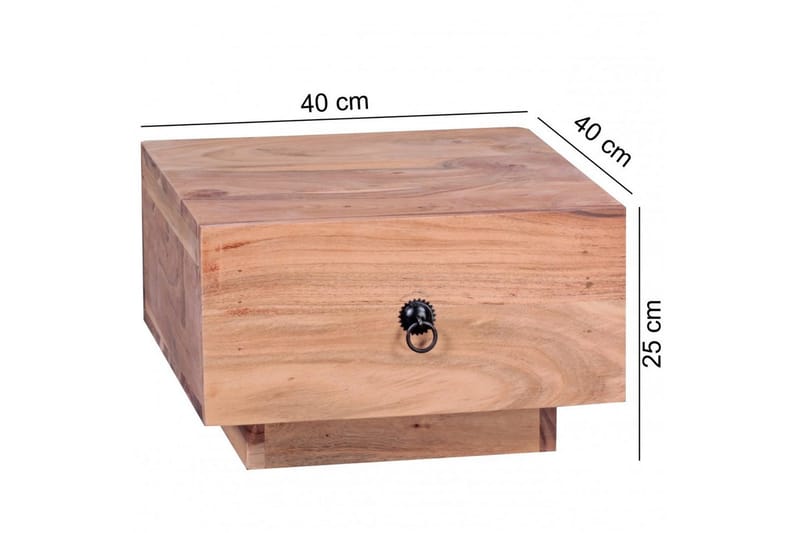 Nattbord Wohnling Massivt tre med skuff og elegant håndtak i lav design i landlig stil Akasie - Akasie - Møbler - Bord - Avlastningsbord - Sengebord & nattbord