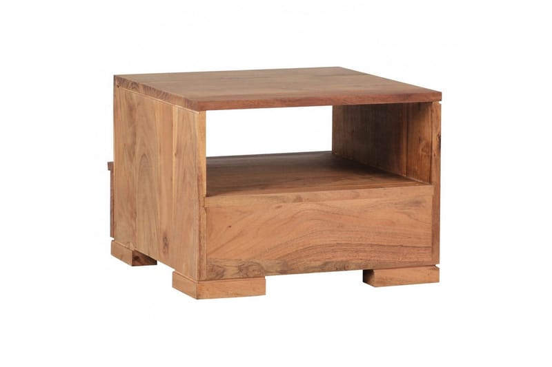 Nattbord Wohnling Massivt tre med skuff og hylle i lav design i landlig stil Akasie - Akasie - Møbler - Bord - Avlastningsbord - Sengebord & nattbord