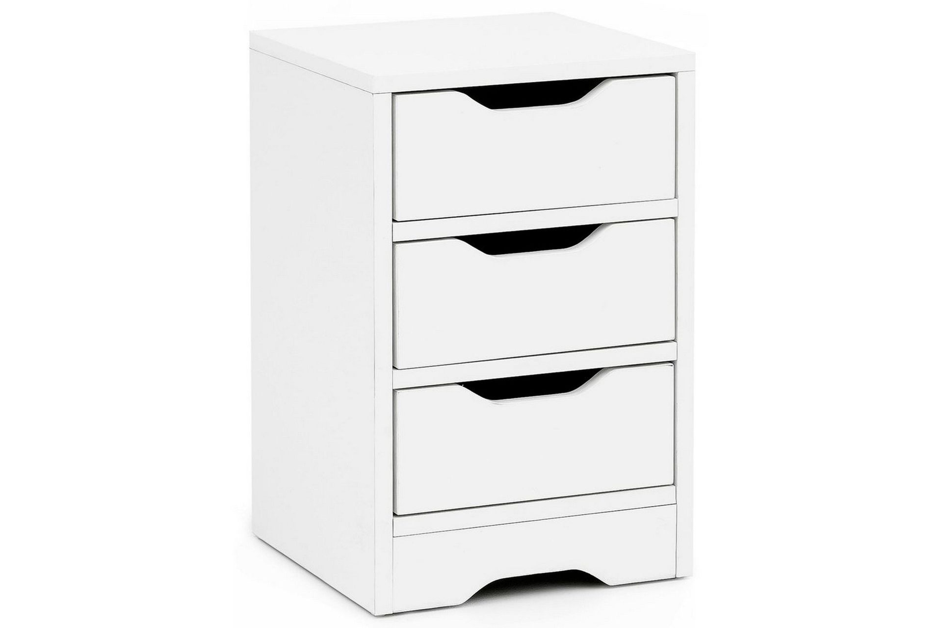 Nattbord Wohnling med 3 skuffer i et enkelt, moderne design for rammemadrass Hvit - Hvit