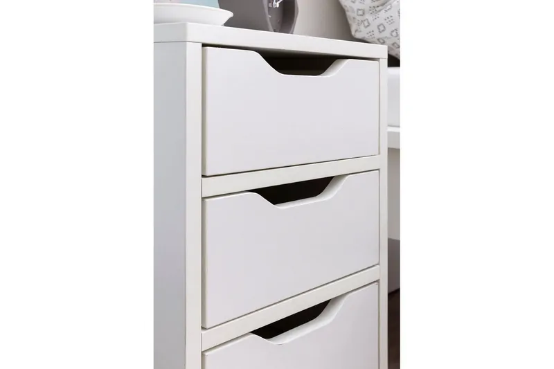 Nattbord Wohnling med 3 skuffer i et enkelt, moderne design for rammemadrass Hvit - Hvit - Møbler - Bord - Avlastningsbord - Sengebord & nattbord