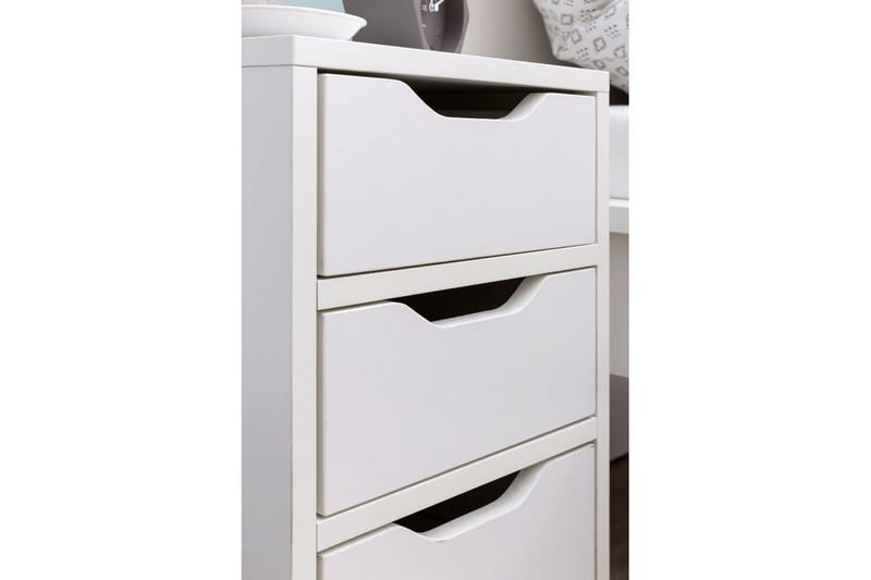 Nattbord Wohnling med 3 skuffer i et enkelt, moderne design for rammemadrass Hvit - Hvit - Møbler - Bord - Avlastningsbord - Sengebord & nattbord