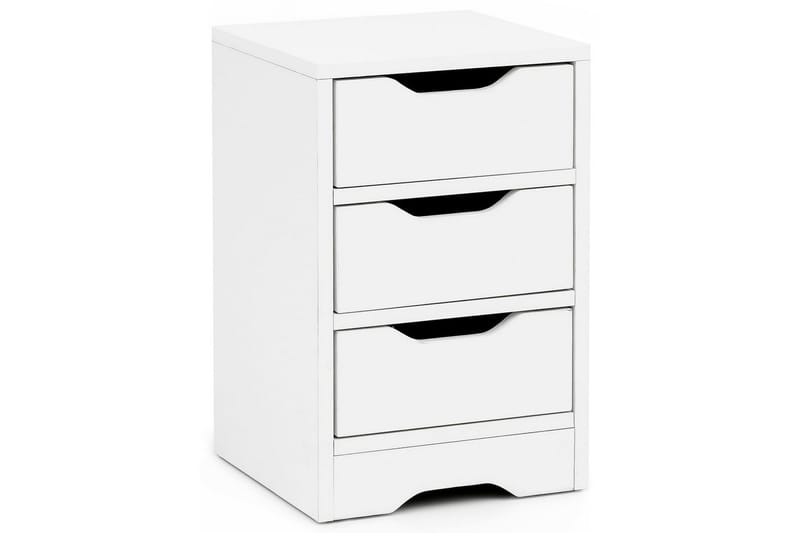 Nattbord Wohnling med 3 skuffer i et enkelt, moderne design for rammemadrass Hvit - Hvit - Møbler - Bord - Avlastningsbord - Sengebord & nattbord
