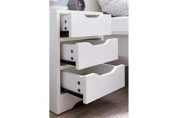 Nattbord Wohnling med 3 skuffer i et enkelt, moderne design for rammemadrass Hvit - Hvit - Møbler - Bord - Avlastningsbord - Sengebord & nattbord