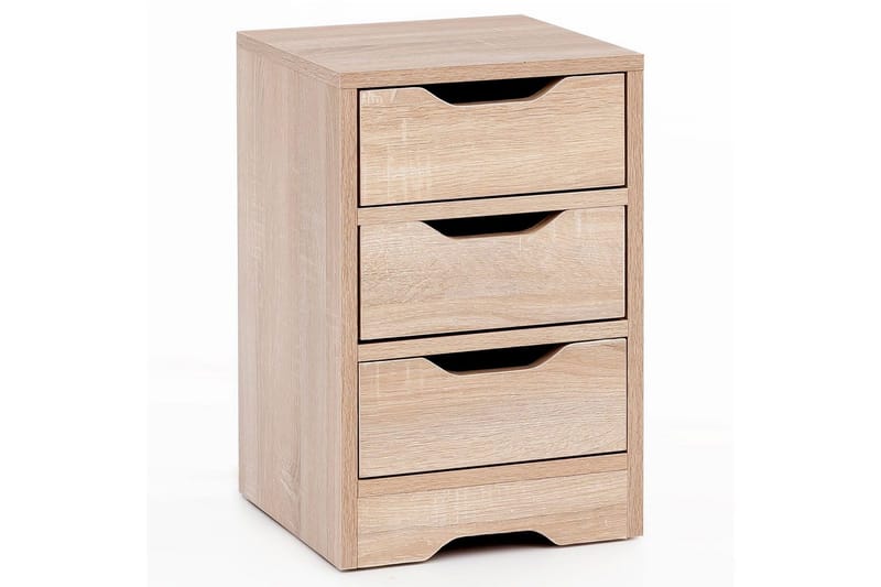 Nattbord Wohnling med 3 skuffer i et enkelt, moderne design for rammemadrass Sonoma - Sonoma - Møbler - Bord - Avlastningsbord - Sengebord & nattbord