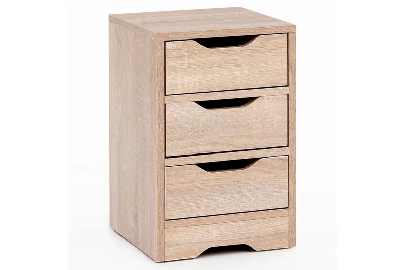 Nattbord Wohnling med 3 skuffer i et enkelt, moderne design for rammemadrass Sonoma - Sonoma - Møbler - Bord - Avlastningsbord - Sengebord & nattbord