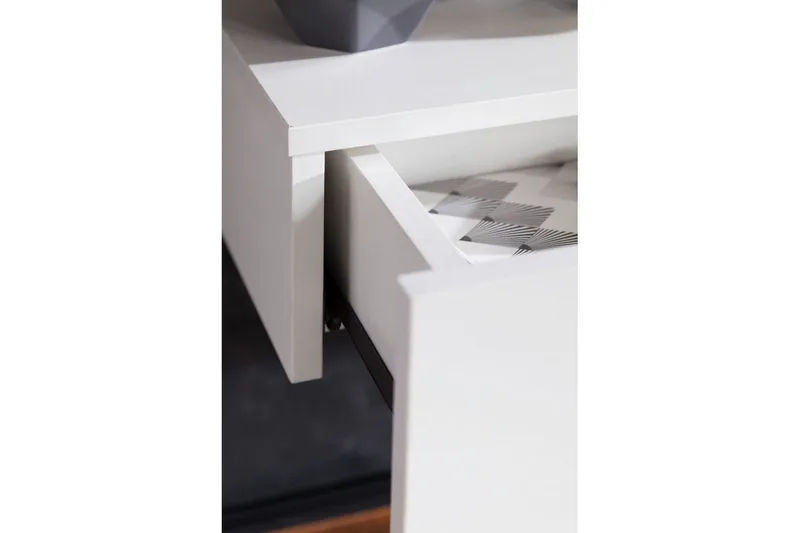 Nattbord Wohnling med skuff for veggmontering, flytende utseende Hvit - Hvit - Møbler - Bord - Avlastningsbord - Sengebord & nattbord