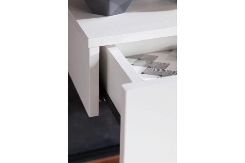 Nattbord Wohnling med skuff for veggmontering, flytende utseende Hvit - Hvit - Møbler - Bord - Avlastningsbord - Sengebord & nattbord