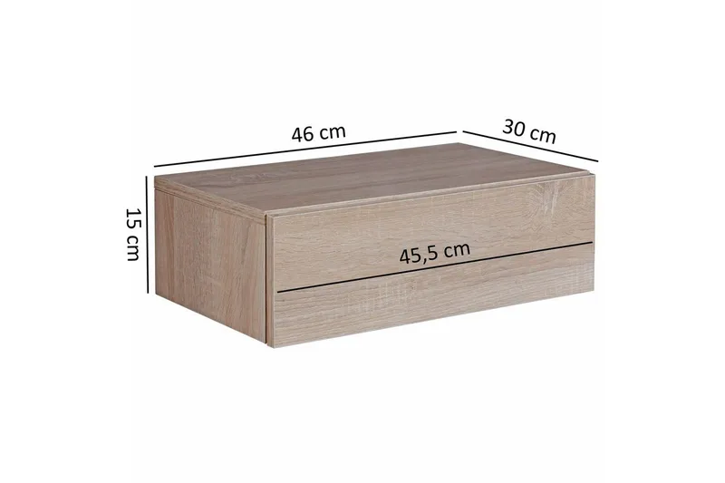 Nattbord Wohnling med skuff for veggmontering, flytende utseende Sonoma - Sonoma - Møbler - Bord - Avlastningsbord - Sengebord & nattbord