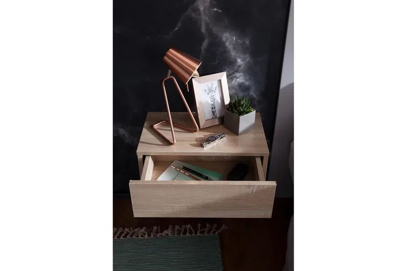 Nattbord Wohnling med skuff for veggmontering, flytende utseende Sonoma - Sonoma - Møbler - Bord - Avlastningsbord - Sengebord & nattbord