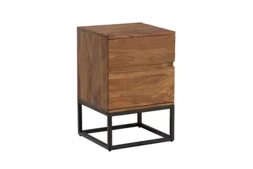 Nattbord Wohnling Moderne utseende med 2 skuffer laget av solid sheeshamtre i industriell stil - Møbler - Bord - Avlastningsbord - Sengebord & nattbord